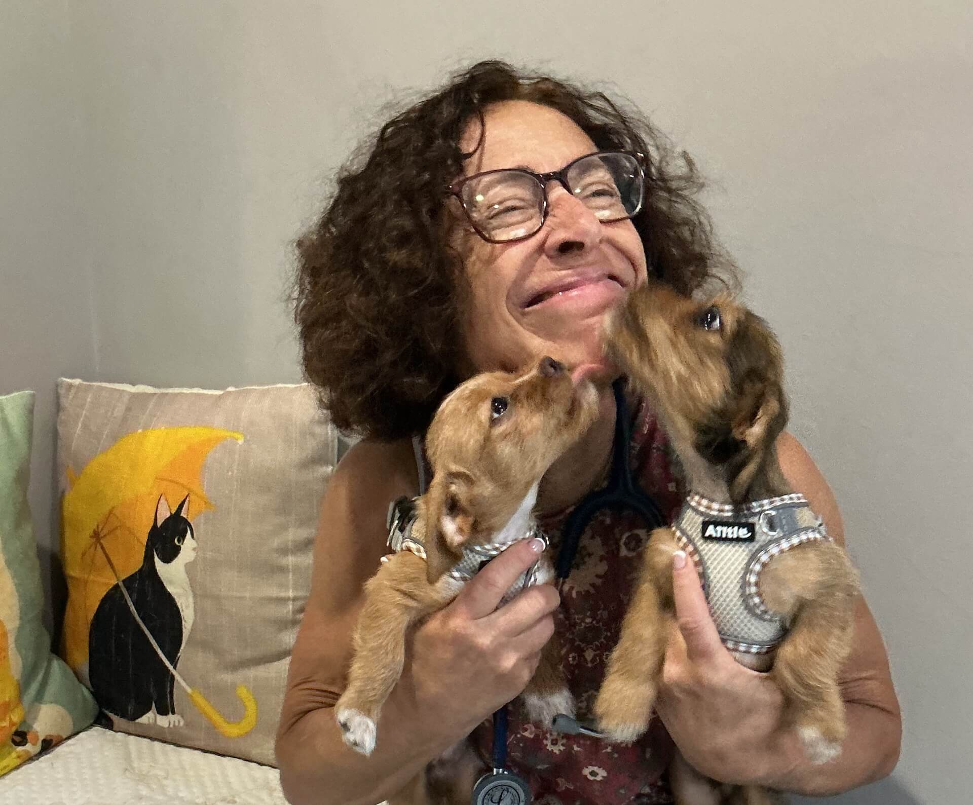 Dr T with puppies