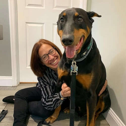 Dr Turk with a doberman